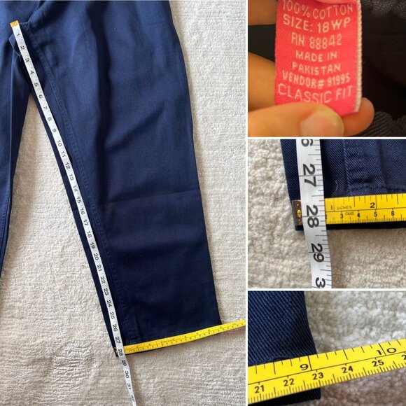 Woman Within Blue Cotton Classic Fit Pants Size 18WP Elastic Back Waist - Picture 6 of 8